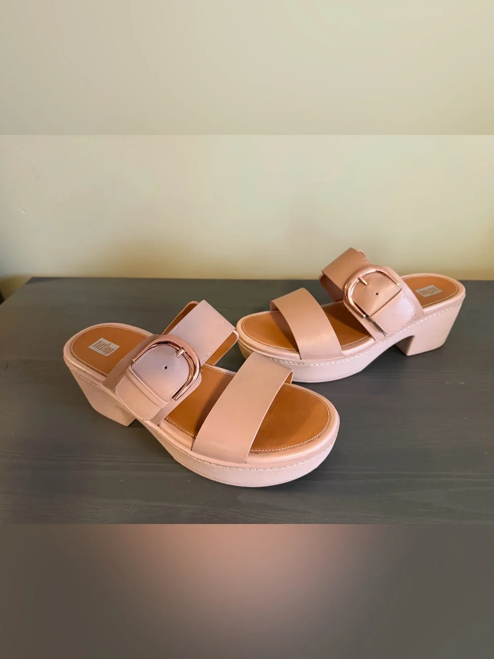 Fitflop Beige Platform Slide with Buckle
